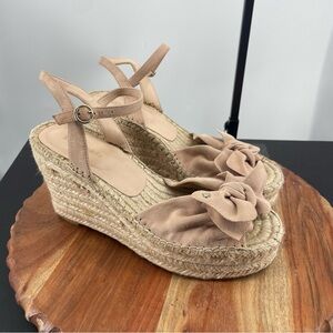 Kate Spade Fanni Bow Wedge Sandals Suede Bow Platform Pink Size 8